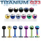 utlbc4 anodized titanium g23 labret w 4mm bezel set jewel ball