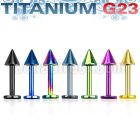 utlbcn3 anodized titanium g23 labret with a 3mm cone