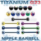 utnpjb5 titanium g23 anodized nipple barbell w 5mm jewel balls