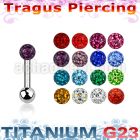 utrg7 titanium tragus 16g crystal ferido ball 3mm ball