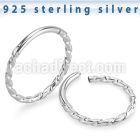 vsghb16 925 sterling silver hinged segment ring 16g twisted