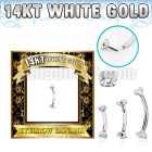 wbnz 14k white gold eyebrow banana clear cz