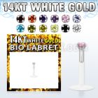 wgbizm bioflex labret w push in 14kt white gold w prong cz
