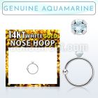 whge8 14kt white gold nose hoop w 2mm prong set aquamarine