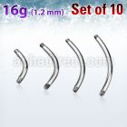 xbn16g pack of 316l steel eyebrow banana post threading 1 2mm