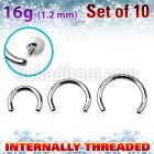 xcb16gin 316l steel circular barbell post 1 2mm internal threading