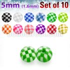 xckbal5 pack of 10 pcs of 5mm acrylic checkered balls