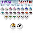 xjb3 pack of high polished 316l steel balls w bezel crystal