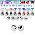 xjb3g pack of 3mm polished 316l steel balls with bezel crystal