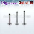 xlb14g pack of 10 pcs of surgical steel posts for labret