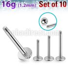 xlb16g pack of 10 pcs of surgical steel labret posts