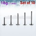 xlb18g set of 316l steel labret posts with 18g 1mm