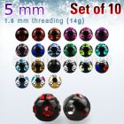 xmjbt5 pack of 5mm anodized 316l steel multi jewel balls