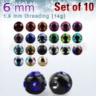 xmjbt6 pack of 6mm anodized 316l steel multi jewel balls