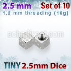 xsdi25 pack of 2 5mm 316l steel dices threading 16g 1 2mm