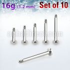 xtrlb16g set of steel internal tragus labret 16g 2.5mm base plate