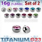 xuhjb3 titanium bezel set half jewel balls 2pcs