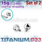 xujb25i titanium g23 ball tops with clear crystal bezel set