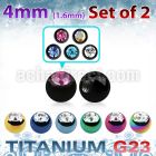 xujbt4g 4mm anodized g23 balls w bezel set crystals  1.6mm, 14g