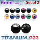 xujbt6g 6mm anodized g23 balls w bezel set crystals  1.6mm, 14g
