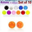 xuvb4 set of 4mm acrylic uv balls with 14g 1 6mm threading