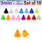 xuvcn3 set of 3mm acrylic uv cones with 16g 1 2mm threading