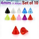 xuvcn4 set of 4mm acrylic uv cones with 14g 1 6mm threading