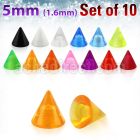 xuvcn5 set of 5mm acrylic uv cones with 14g 1 6mm threading