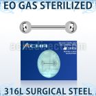 zbbnpg sterilized 316l steel nipple barbell with two 5mm balls