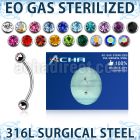 zbne2c eo gas sterilized piercing surgical steel eyebrow banana 3mm balls