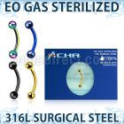 zbnetb sterilized pvd plated steel eyebrow banana two balls