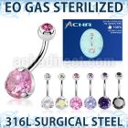 zbnrdz8jb sterilized steel belly banana 14g cz jewel ball