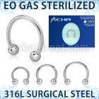 zcbeb sterilized 316l steel circular barbell with 3mm balls