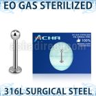 zlbb3g eo gas sterilized 316l steel labret 3mm ball