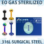 zlbtb3 sterilized pvd plated 316l steel labret 3mm ball