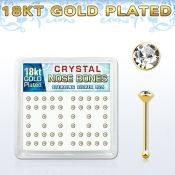 18b14xc caja display piercing nariz hueso plata 925 0 6mm oro 18 kts cristal redondo claro 2mm al por mayor