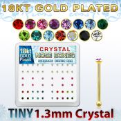 18b6xm caja display piercing nariz hueso plata esterlina 925 0 6mm oro 18 kts cristal 1 25mm mayorista