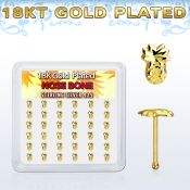 18bvpa36 box w silver nose bone 18k gold plating pineapple top