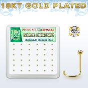 18nwpxc caja display 36 piercings nariz l plata 925 oro 18 kts 0 6mm cristal 1 5mm distribuidor