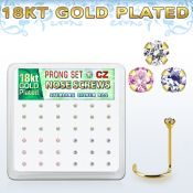 18nwzbm caja display 36 piercings nariz l plata 925 oro 18 kts 0 6mm zirconia 1 5mm distribuidor mayorista