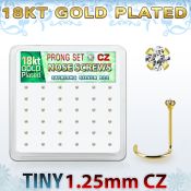 18wz12xc caja display 36 piercings nariz l plata 925 oro 18 kts 0 6mm zirconia 1 25mm al por mayor