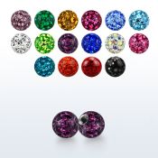 3mm multi crystal ball w resin cover 18g 1mm threading