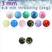 3mm synthetic opal ball w 20g 0.8mm threading