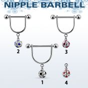 afrsnp6 barbell pezon estribo acero quirurgico bolas 5mm bola 6mm multi cristal ferido puntos al por mayor