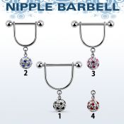 afrsnp8 barbell pezon estribo acero quirurgico bolas 5mm bola 8mm multi cristal ferido puntos mayorista