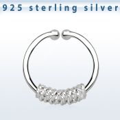 agsep12i anillo septum falso plata 925 1mm cuerda gruesa envuelta alrededor 12mm al por mayor