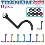 anodized titanium g23 nose screw, 18g w bezel set crystal