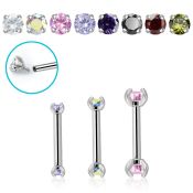 bbe2czin barbell ceja acero 316l rosca interna zirconita 3mm distribuidor