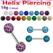 bber24b 316l steel helix piercing with 4mm multi crystal ball