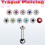 bber38b 316l steel tragus barbell w 3mm top lower 3mm ball